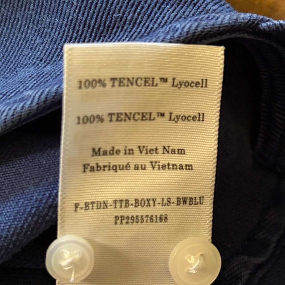 Everlane Button Up Shirt Womens L Blue 3/4 Sleeve Boxy Preppy Classic Minimalist - Picture 5 of 7